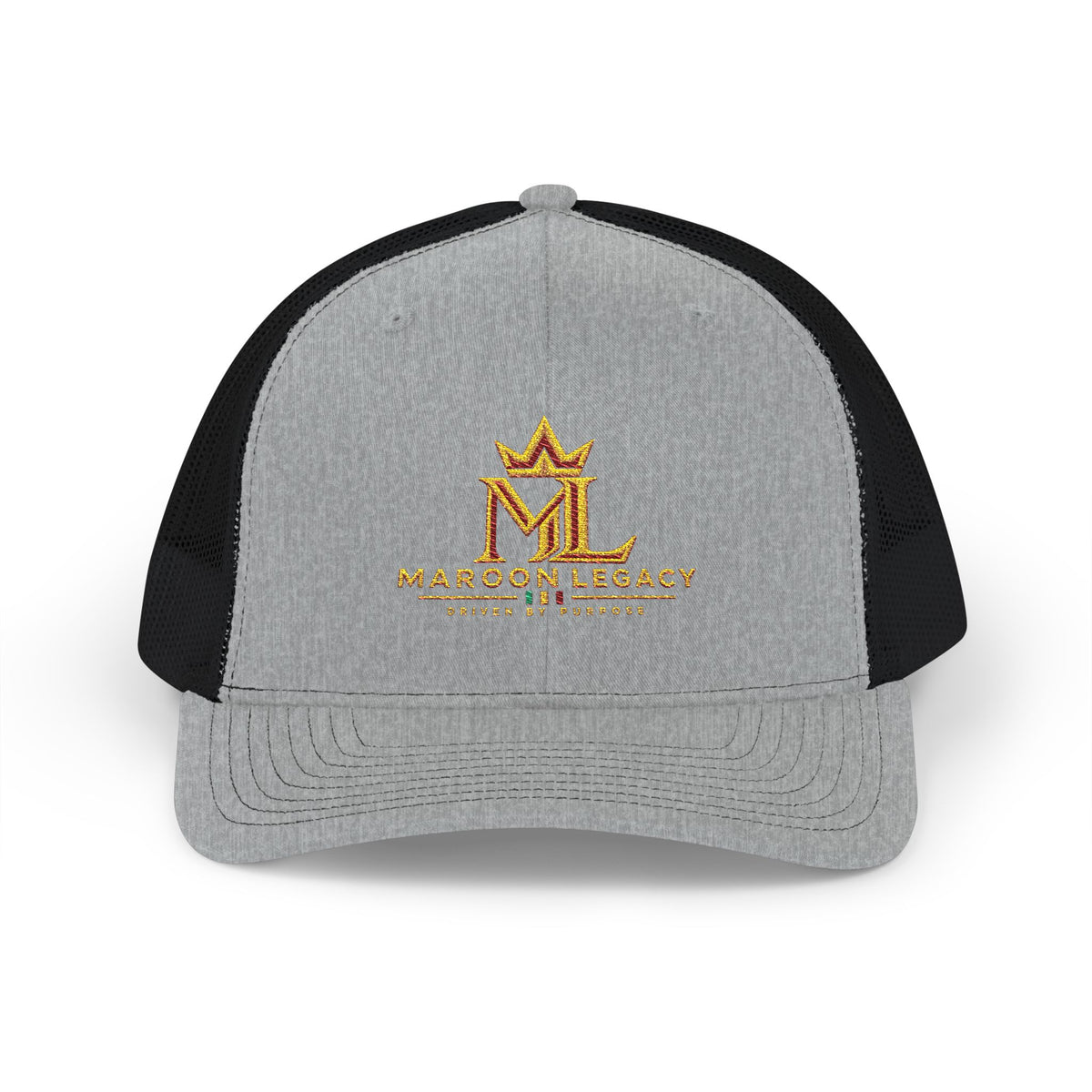 Maroon Legacy Embroidered Trucker Cap — Gold Crown Snapback